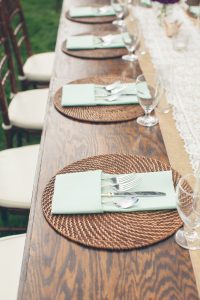 A long wooden table.