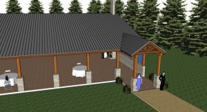 A 3d rendering of an outdoor wedding venue.