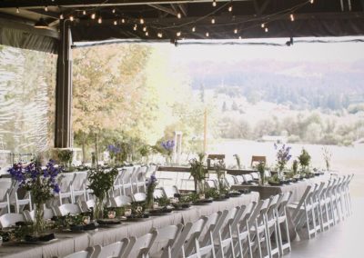 Chairs and dining tables for the wedding guests