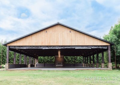 A view of the roofed event space