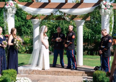 The bride and her groom during the ceremony