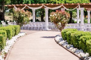 A walkway to the wedding venue
