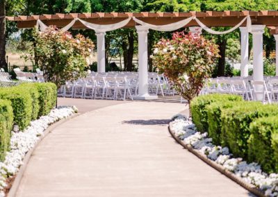 A walkway to the wedding venue