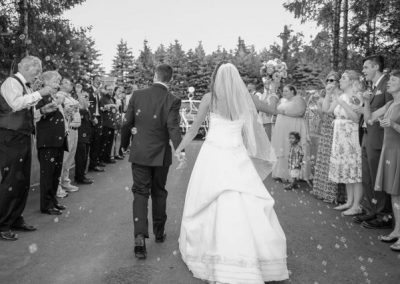 Newlyweds in a gray image