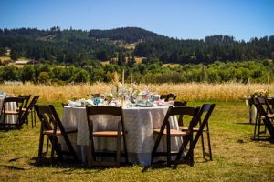 Tables and chairs for the guests