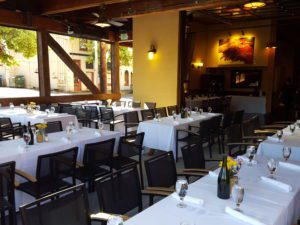 A formal themed dining space
