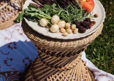 Beans and vegetables on a tray