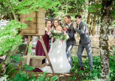 The newlyweds having their photograph taken