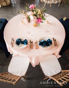 A dining table set up for the newlyweds