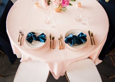 A dining table set up for the newlyweds