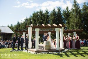 The bride and groom during the ceremony