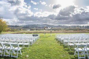 Seats facing the wedding arch