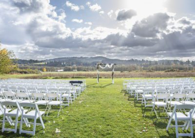 Seats facing the wedding arch