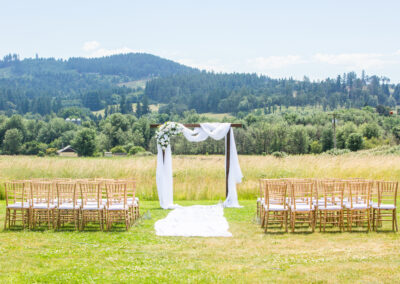 A wedding venue in the open fields